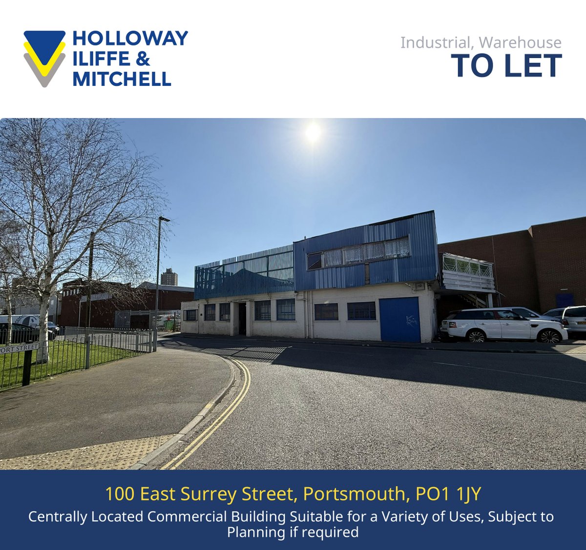hi-m.co.uk (@solentsurveyors) on Twitter photo TO LET - 4,023 sq.ft. industrial/warehouse with on site parking located within Portsmouth city centre close to mainline railway station. The property is detached with versatile accommodation and would suit a variety of uses, subject to planning. Contact: tom@hi-m.co.uk TO LET - 4,023 sq.ft. industrial/warehouse with on site parking located within Portsmouth city centre close to mainline railway station. The property is detached with versatile accommodation and would suit a variety of uses, subject to planning. Contact: tom@hi-m.co.uk