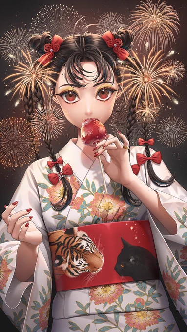 "目が離せない" パーフェクトダイアリー()の虎と猫アイシャドウパレットをイメージして描きました。 印象的でかっこいいパッケージが素敵です。 #虎と猫パレット #パーフェクトダイアリー #PR