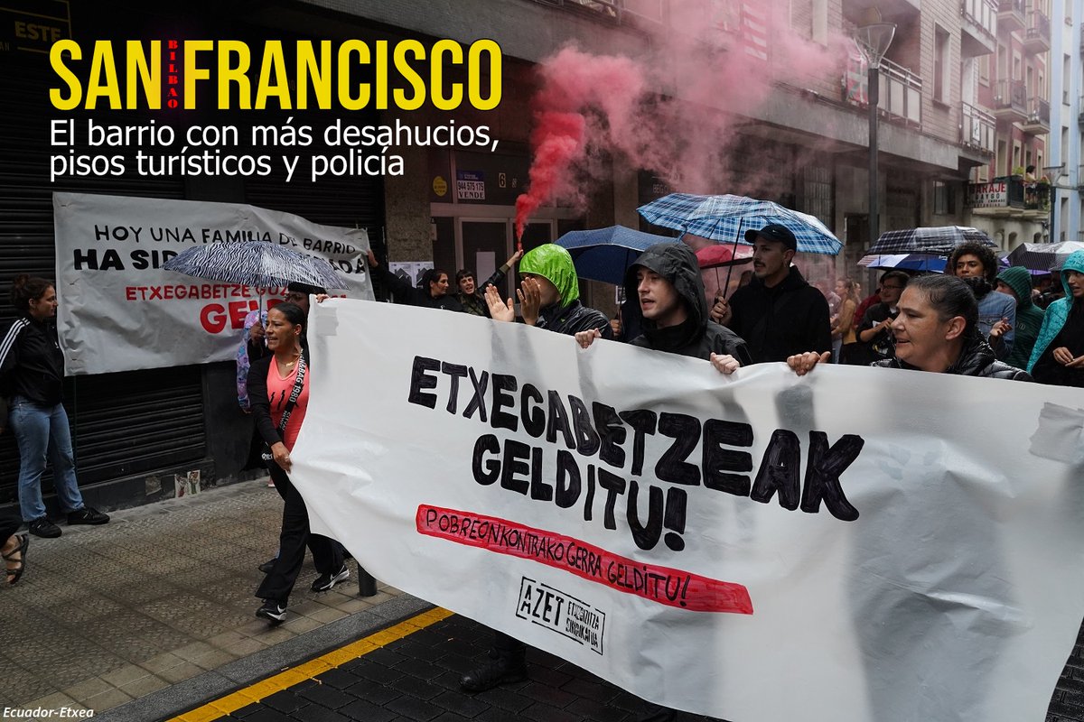 San Francisco, el barrio de #Bilbao con más desahucios, pisos turísticos y policía 🚨El #desahucio de una mujer embarazada y sus hijos simboliza una política que prioriza el negocio sobre la vida 📢 Denuncia <a href="/AzTaldea/">AZET Etxebizitza Sindikatua</a> ecuadoretxea.org/san-francisco-…