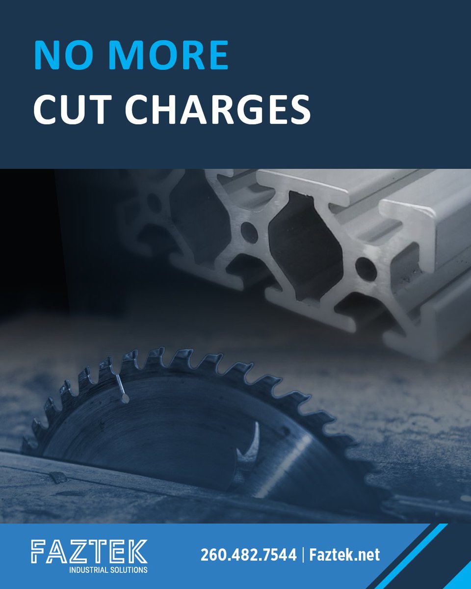 FaztekLLC's tweet photo. Cutting costs doesn’t mean cutting corners! 🚫💰

No more cut charges on T-slot extrusions. Get the exact lengths you need without extra fees. Pay only for what you use!

Build smarter with Faztek: https://t.co/LBoNu9mIkI 

#TSlotSolutions #CustomFabrication #Faztek https://t.co/S4zLNfhXIr