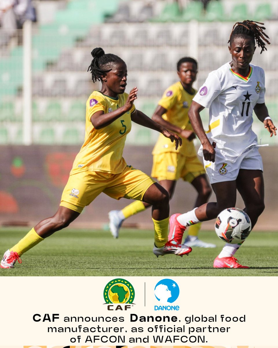 CAF announces global food manufacturer Danone as official partner to this year's African Cup Of Nations happening later this year and the Women's Africa Cup Of Nations which is currently underway in Morocco.