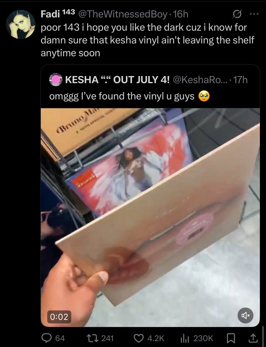 everlikeme's tweet image. are we living in an alternate reality where katy perry stans think she’s taylor swift or something? cause honey the katy vinyl was not leaving the shelf anyways😭