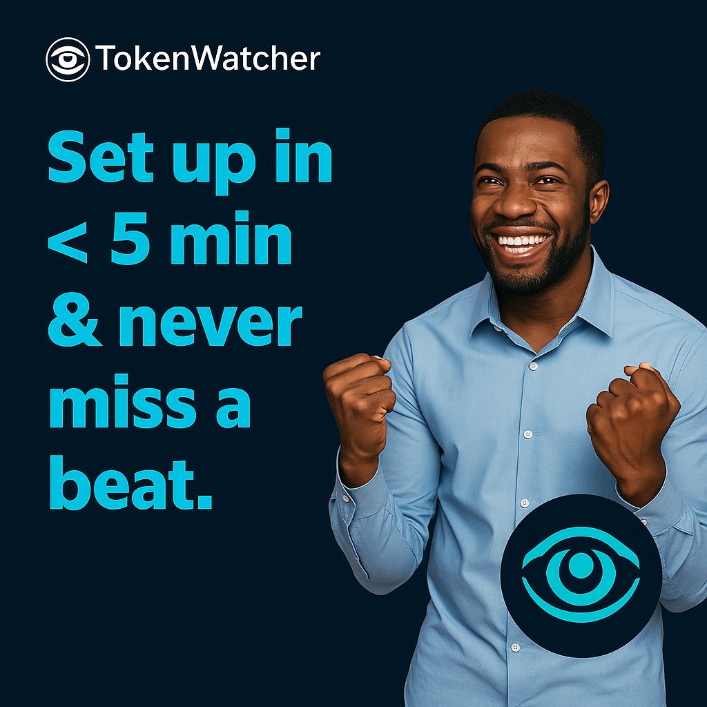 TokenWatcherApp's tweet photo. ⚡️ Set up in < 5 min &amp; never miss a beat
Stop refreshing Etherscan; let TokenWatcher ping you when whales move. Get started 👉 https://t.co/7uzNTNI20K
#TokenWatcher #Web3 #Crypto #FreeTools #CryptoAlerts https://t.co/Gi0tR0UrjU