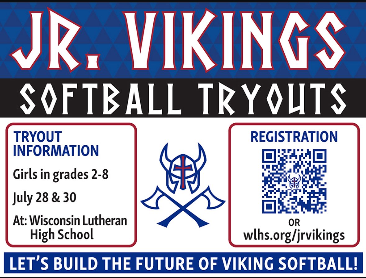 Wisco Softball (@wiscovikingsb) on Twitter photo ๐ฅ FREE Jr. Vikings Softball Tryouts!
Competitive. Christ-centered. Building future Vikings (grades 2โ8).
๐ WLHS
๐๏ธ U8โ10: July 28, 5:30โ7:30
๐๏ธ U11โ14: July 30, 5:30โ8:00
๐ฒ Canโt make it? Weโll work with you!
๐ wlhs.org/jrvikings
๐ฉ Questions? softball.coach@wlhs.org ๐ฅ FREE Jr. Vikings Softball Tryouts!
Competitive. Christ-centered. Building future Vikings (grades 2โ8).
๐ WLHS
๐๏ธ U8โ10: July 28, 5:30โ7:30
๐๏ธ U11โ14: July 30, 5:30โ8:00
๐ฒ Canโt make it? Weโll work with you!
๐ wlhs.org/jrvikings
๐ฉ Questions? softball.coach@wlhs.org