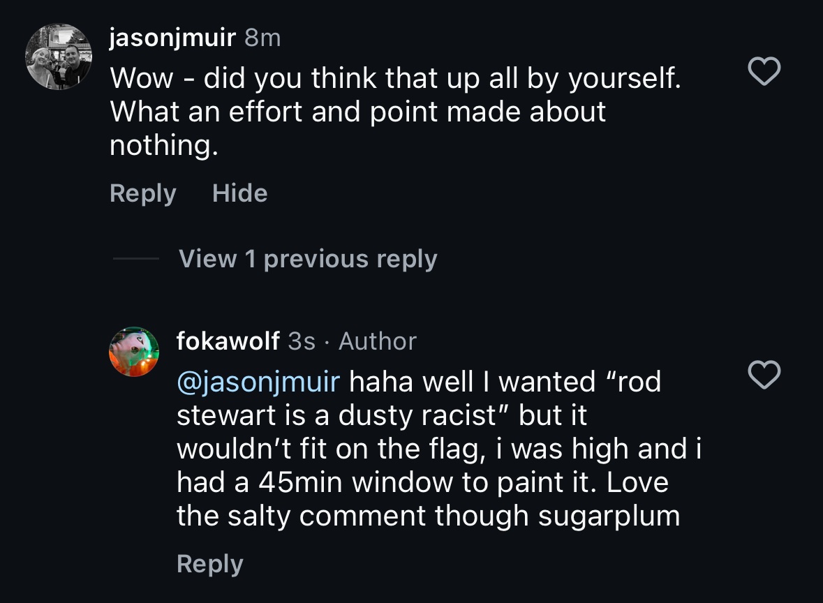 My Rod flag seems to have tickled a few ball bags over on the instagram…
