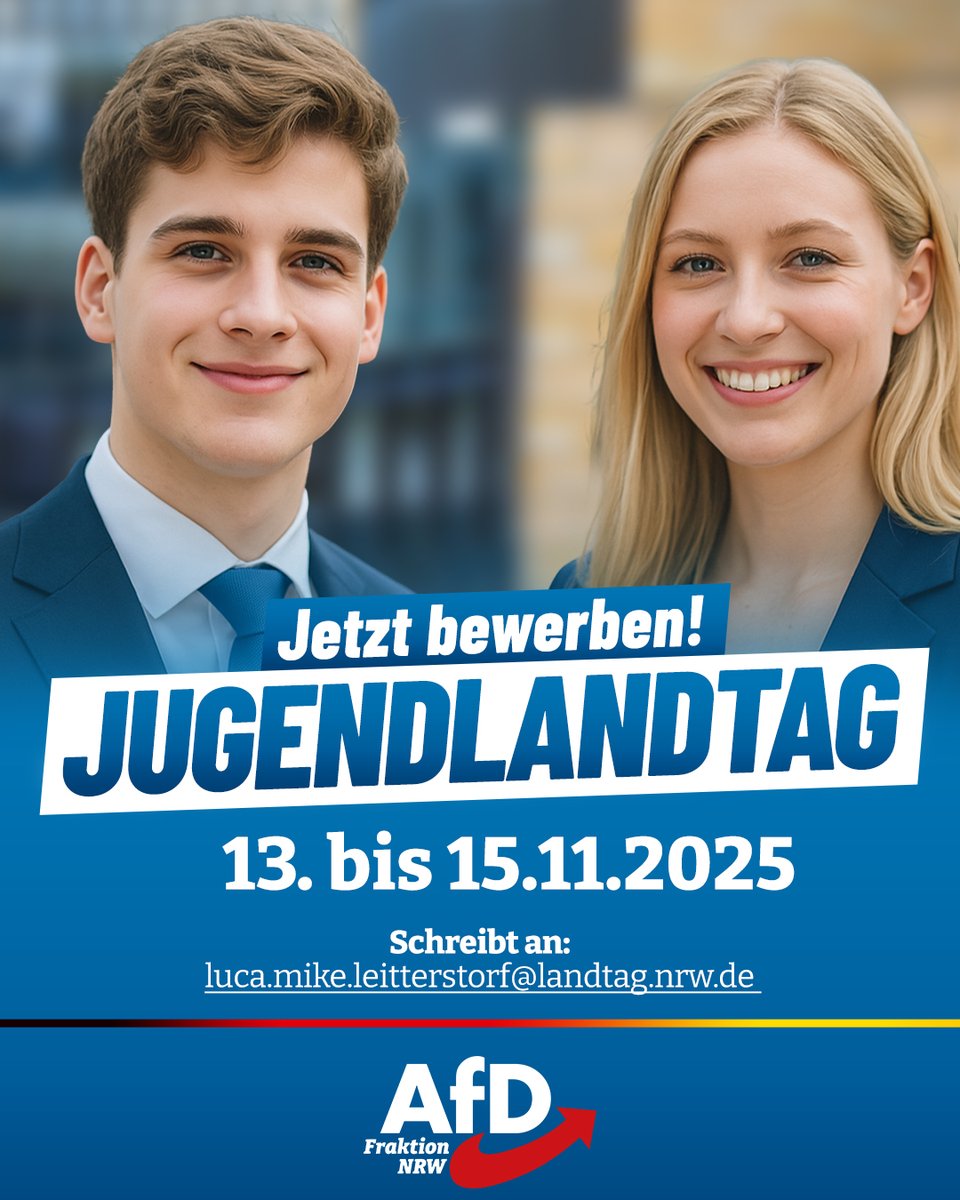 ++ Jetzt für den Jugendlandtag 2025 bewerben! ++

Du möchtest einmal live erleben, wie es ist, AfD-Landtagsabgeordneter zu sein? Im Parlament mit anderen jungen Abgeordneten Gesetze diskutieren? In Fraktions- und Ausschusssitzungen mitarbeiten oder an einer