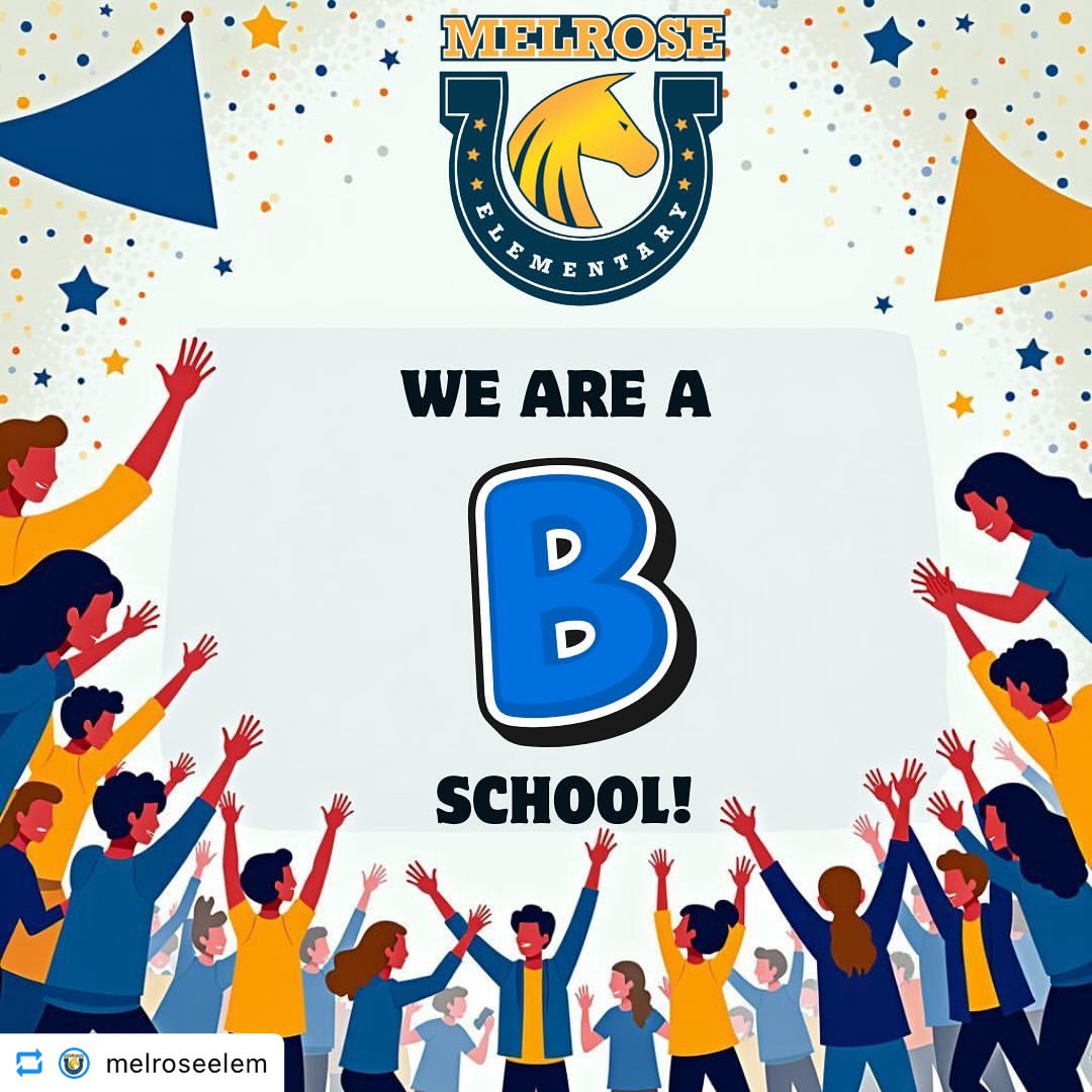 MelroseMustangs's tweet image. ✨Congratulations Mustangs!✨
We are a B school!
A special congratulations to our hardworking teachers, support staff, students and families.
#YourBestChoiceMDCPS
@MDCPS @suptdotres @MDCPSCentral @MsSwainCRO @DannyEspinofl