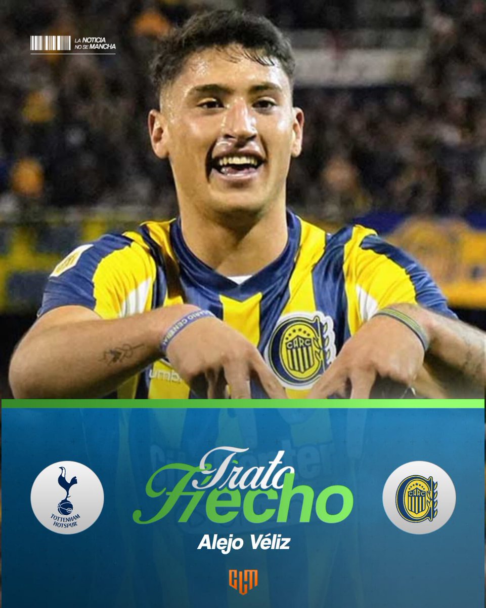 🚨Tottenham aceptó hace instantes la oferta y Alejó Véliz es nuevo refuerzo de Rosario Central. 
*️⃣El delantero regresa al Canalla a préstamo por un año y sin opción de compra. #TratoHecho