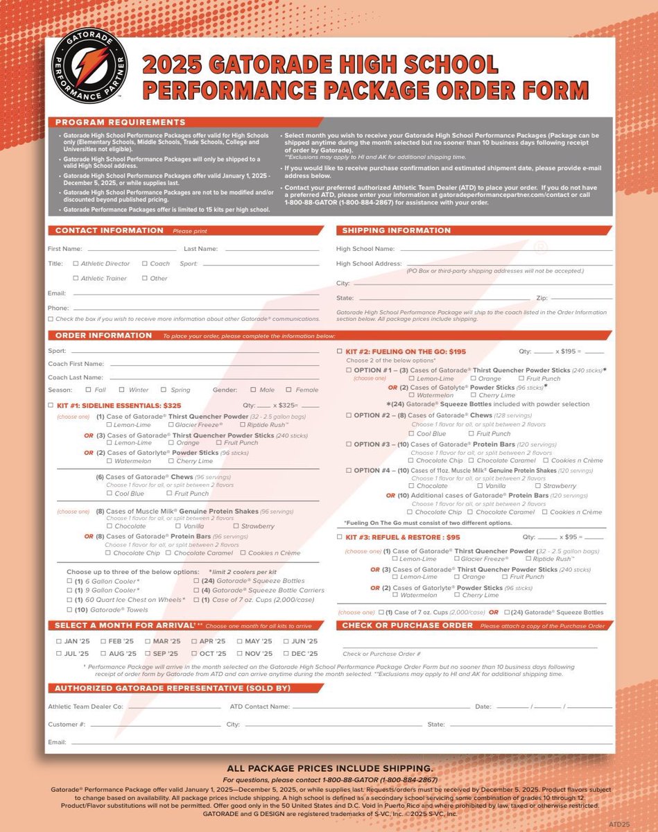 🚨HS Coaches &amp; ADs🚨 

💥Get your <a href="/Gatorade/">Gatorade</a> packages TODAY‼️

🎉CHEWS AVAILABLE in Fuel On The Go Package

💰HUGE savings 🚚 FREE shipping! Don’t MISS OUT

☎️ Call your local <a href="/BSNSPORTS/">BSN SPORTS</a> Sales Pro TODAY to order your performance packages ⬇️
