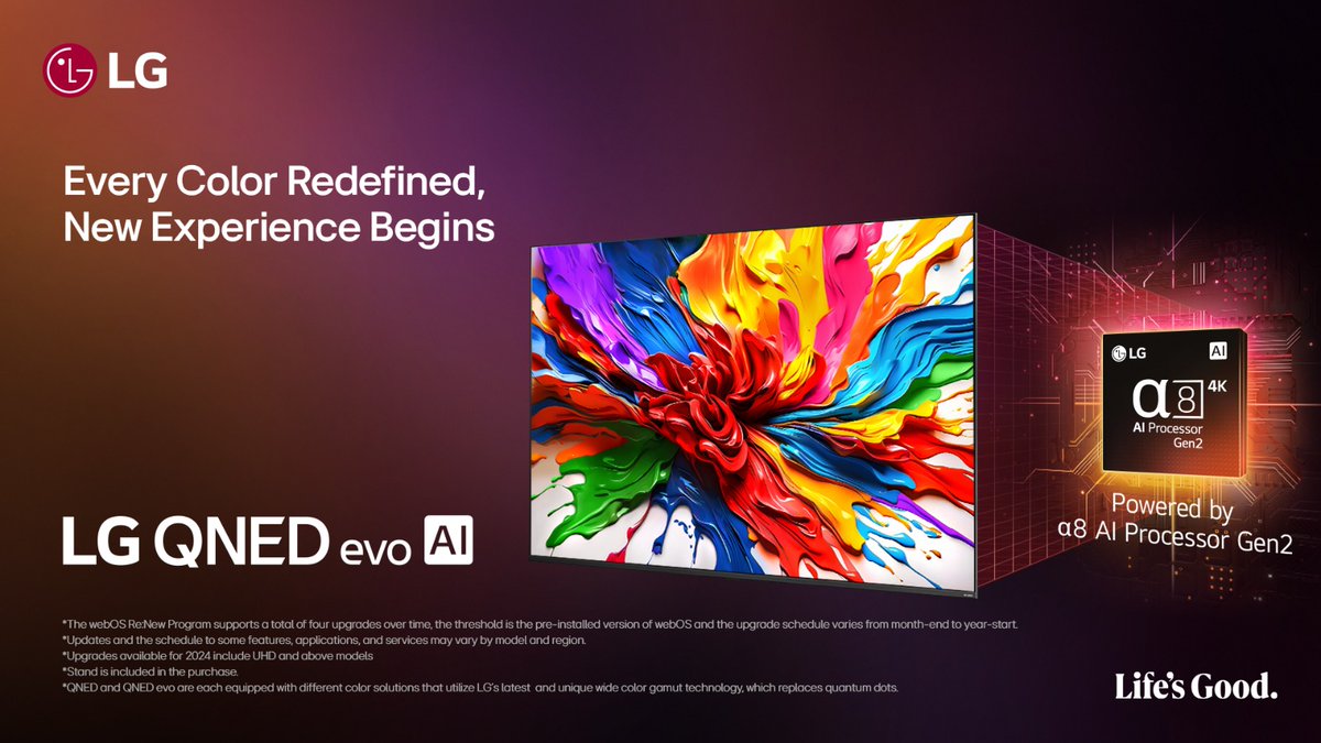 LGIndia's tweet photo. Witness Color Like Never Before. Prepare to be amazed by the LG QNED evo AI, where every hue is redefined for a truly breathtaking and lifelike picture. Experience the full spectrum.  
 
Know more at https://t.co/UHMt2Wed6J 
 
#LG #LifesGood #LGQNED #evoAI #AIColorPrecision https://t.co/ey7UlkjqId