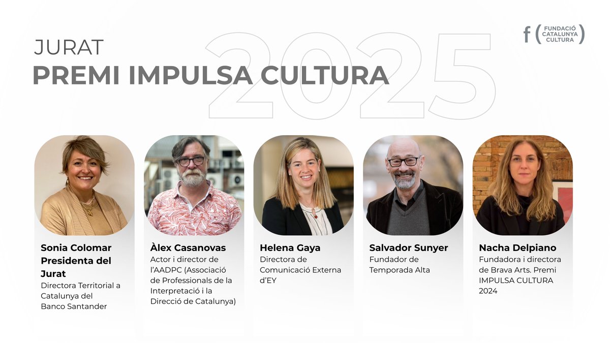 fcatcultura's tweet image. 🚀En unes hores començarà el Demo Day del #ProgramaIMPULSACULTURA!

🏆El jurat escollirà els 5 finalistes del #PremiIMPULSACULTURA i coneixerem els guanyadors del Premi Xavier Gramona i dels #PremisalaCultura.

📍A l&apos;Antiga Fàbrica @estrelladamm