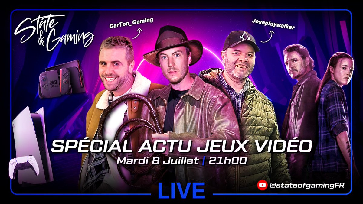 💙 StateOfGaming - Thib 🎮 (@stateofgamingfr) on Twitter photo 🚨 Ce soir, 21h, rendez-vous pour une soirée chill en compagnie de <a href="/CarTon_Gaming/">CarTon_Gaming 🎮</a> et <a href="/joseplaywalker/">JoséPlaywalker, #PSVR 2</a> !
Au menu :
- La #Switch2
- #DeathStranding2
- Licenciement chez #xbox et annulation des jeux
- Projet Agora
Et bien d'autres
RDV ici : youtube.com/@stateofgaming… 🚨 Ce soir, 21h, rendez-vous pour une soirée chill en compagnie de <a href="/CarTon_Gaming/">CarTon_Gaming 🎮</a> et <a href="/joseplaywalker/">JoséPlaywalker, #PSVR 2</a> !
Au menu :
- La #Switch2
- #DeathStranding2
- Licenciement chez #xbox et annulation des jeux
- Projet Agora
Et bien d'autres
RDV ici : youtube.com/@stateofgaming…