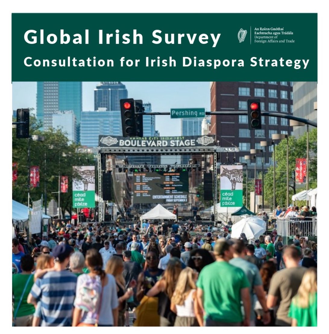 Are you Irish living in 🇨🇭or 🇱🇮 or 🇩🇿 or have you Irish heritage? 
 
Help us shape Ireland’s new Diaspora Strategy by sharing your views and experiences in the Global Irish Survey here👇

Global Irish Survey: Consultation for Irish Diaspora Strategy | Ireland.ie