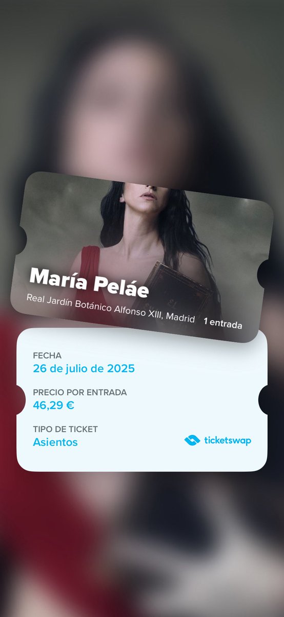 Vendo entrada de <a href="/MariaPelaeMusic/">María Peláe</a> en Las Noches del Botánico por no poder asistir. Venta a través de Ticketswap.

RT para difundir, por fa 💙