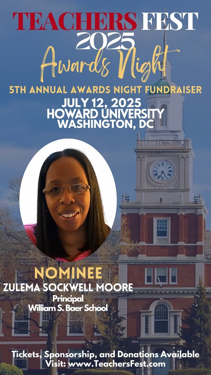 Congratulations to our own Principal Zulema Moore! She has been nominated for a Teachers Festival 2025 Award for her work and dedication to our school and the community!

#BaerStrong <a href="/BaltCitySchools/">Baltimore City Public Schools</a>
<a href="/SwintonBuck/">Dr. Double 👀</a> <a href="/EdSindaco/">Eduardo Sindaco, Ed.D.</a> #teachersfest2025
