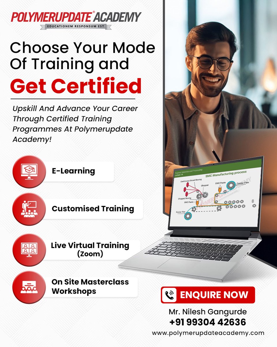 🚀 Choose Your Learning Path. Get Certified. Succeed. 🎓

Looking to upgrade your skills in polymers, plastics, or processing?
✅ E-Learning
✅ Customized Industry Training
✅ Live Virtual Zoom Sessions
✅ On-Site Masterclass Workshop

🔗 polymerupdateacademy.com

#GetCertified