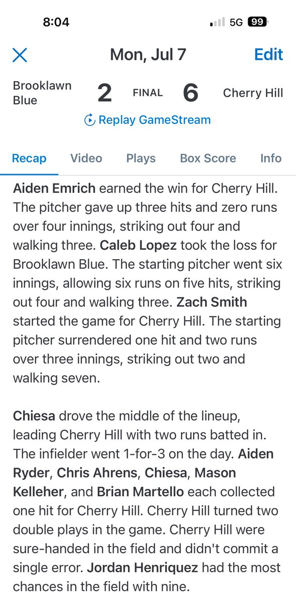 Game 1 of our 6 games in 6 days. Next up a huge match up today against Mullica Hill at the Trot!