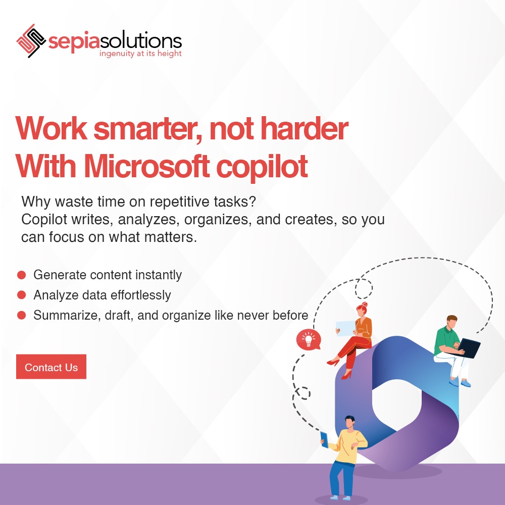 SepiaSolutions's tweet image. Unlock AI’s full potential with Microsoft Copilot.

From content creation to data analysis — streamline your workflow within Microsoft 365.

Sepia Solutions will help you integrate it seamlessly.
#MicrosoftCopilot #SepiaSolutions #ModernWorkplace #AIProductivity