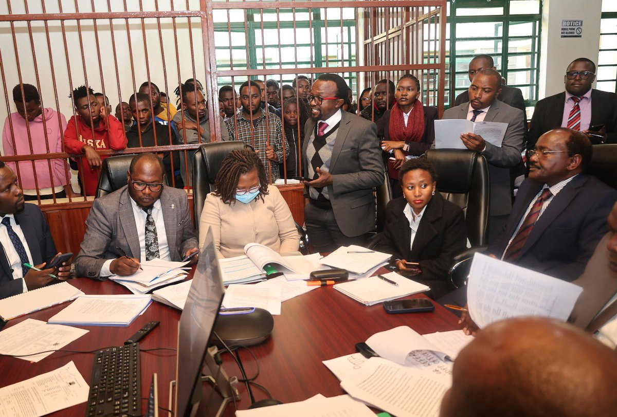 Update: Senior Counsel Kalonzo Musyoka, Advocate Ndegwa Njiru among a battery of lawyers representing DCP National Youth Leader Wanjiku Thiga and DCP youth Coordinator-Kiambu County Peter Kawanjiru. 

The two were arraigned at Kahawa  Law Courts earlier today.