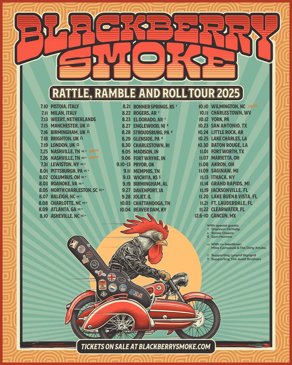 🐓 New dates added! 🐓 💨 Smokers Lounge presale begins Wed, May 10th @  10AM local time. Sign in to get your unique presale code! 🤘 Fan presale  begins Thur, July 10th @