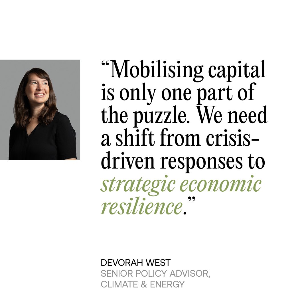 InstituteGC's tweet image. Embedding climate risk planning into national economic planning is an essential insurance policy for the future.
While we welcome the government’s discussions on how to unlock private finance, we must go further to bolster national resilience. Learn more from TBI climate expert…