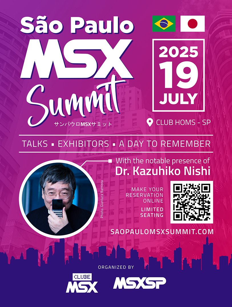 Only about 10 days left until the São Paulo MSX Summit! Organized by @ClubeMSX magazine in partnership with MSXSP, with the esteemed presence of Dr. <a href="/nishikazuhiko/">西　和彦　Kazuhiko Nishi</a>. A day to remember! #MSX #ClubeMSX #SPMSXSummit #SPMSXSummit2025