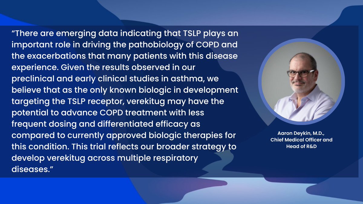 Today, we announced first patient dosed in our global Phase 2 trial, VENTURE, in moderate-to-severe #COPD, marking our third pipeline indication in severe #respiratorydiseases.
In #asthma, we now expect top-line data in Q1 of 2026.
Learn more: bit.ly/44Bxg6S