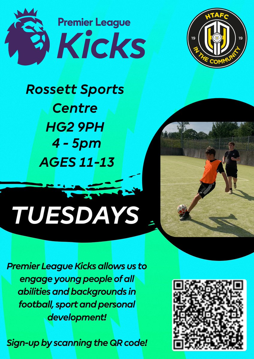 We are happy to announce our new Premier League kicks session at Rossett on Tuesdays 

If your child wants free football sessions with out coaches sign up today. 

Start date : July 22nd 

#PLkicks
#PLMoreThanAGame