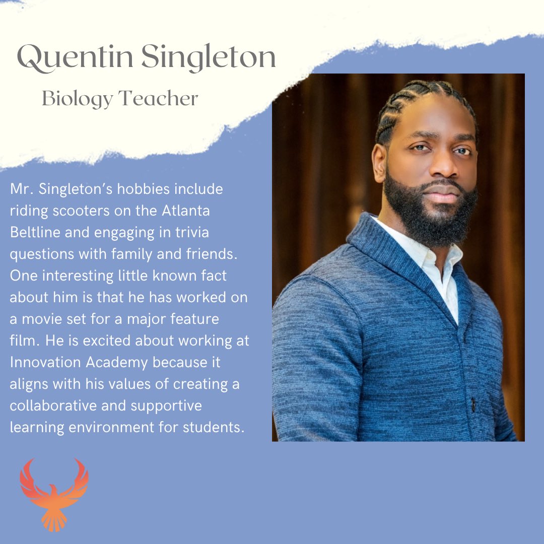 FCS Innovation Academy (@iafultonschools) on Twitter photo New Staff Alert: We round out our Biology team by introducing Mr. Singleton. He has been working in <a href="/FultonCoSchools/">FultonCountySchools</a> and brings a wealth of knowledge to the PLC… The team already met this summer to get in some stellar planning! <a href="/ia_kent/">Scott Kent</a> <a href="/iaptso/">Innovation Academy PTSO</a> <a href="/FultonZone7/">Dr. Crumbley</a> #IAstaff New Staff Alert: We round out our Biology team by introducing Mr. Singleton. He has been working in <a href="/FultonCoSchools/">FultonCountySchools</a> and brings a wealth of knowledge to the PLC… The team already met this summer to get in some stellar planning! <a href="/ia_kent/">Scott Kent</a> <a href="/iaptso/">Innovation Academy PTSO</a> <a href="/FultonZone7/">Dr. Crumbley</a> #IAstaff