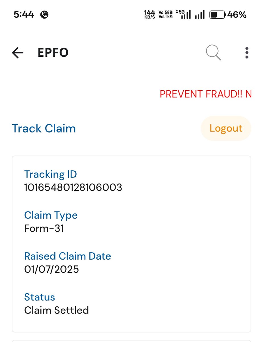 dharmdevsinh10's tweet photo. Hi Sir/Ma'am,

My EPFO number is 101654801281.
I made a partial withdrawal on 01/07/2025.
Claim settled, but yet EPFO payment is not credited in my bank. 
Please please please credit my EPFO money in my bank immediately.
I urgently need money...
@socialepfo @LabourMinistry https://t.co/tZkFmkpvj6