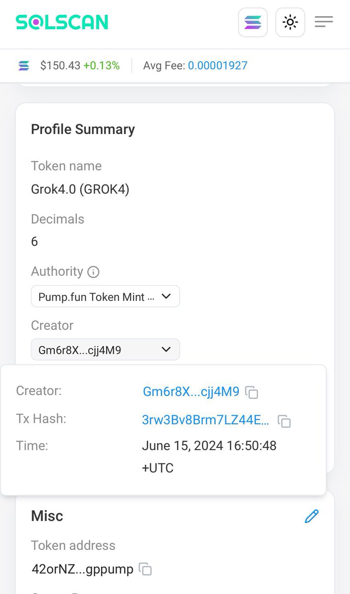 Ok hear me out 

The Original #GROK4 born on the Solana Blockchain is sitting at 44 k mcap ( soon 10 million mcap) 

Minted on 15/06/24

Ca ⬇️

42orNZHxsH1SNUZX87btNs6LiAoXdqj1RRUgRxgppump

🧠 Elon’s favorite number? 42

one week ago, <a href="/elonmusk/">Elon Musk</a> dropped a cryptic post...

"GROK4