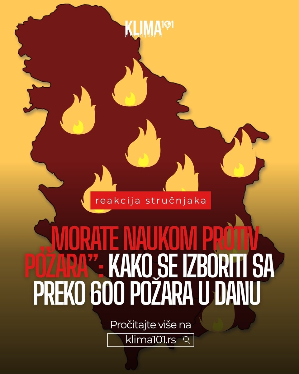 Reakcija stručnjaka: 

Umesto opšteg upozoravanja, „vama treba informacija o tome gde je veća opasnost, a gde manja, da vas sistem uputi kakve odluke da donosite, kako da sprečite i da ugasite požare.”

Pročitajte celu reakciju dr Slobodana Milanovića: klima101.rs/pozari-srbija-…