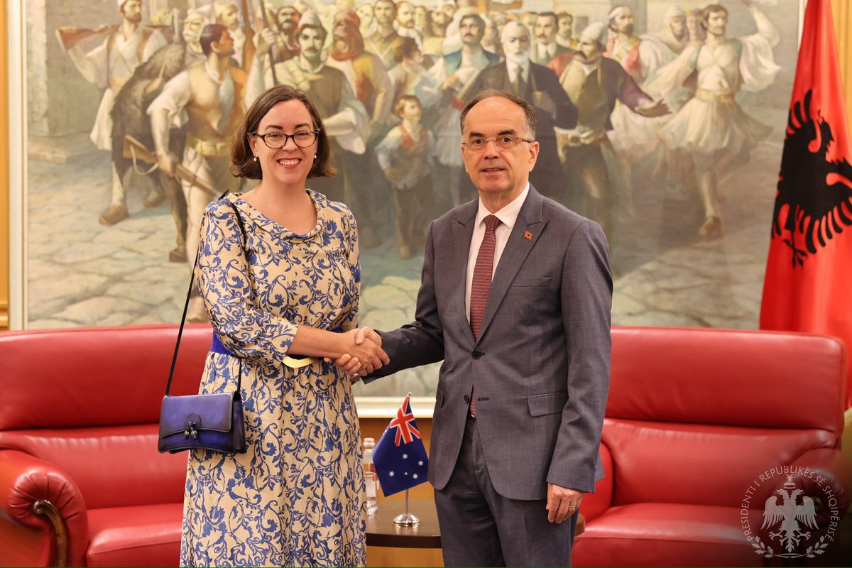 Bajram Begaj (@bajrambegajal) on Twitter photo Welcomed the new non-resident Ambassador of Australia to Albania, Julianne Cowley, and accepted her Credential Letters.
We discussed strengthening political dialogue and expanding bilateral and multilateral cooperation.
I also extended an invitation to PM <a href="/AlboMP/">Anthony Albanese</a> to visit Welcomed the new non-resident Ambassador of Australia to Albania, Julianne Cowley, and accepted her Credential Letters.
We discussed strengthening political dialogue and expanding bilateral and multilateral cooperation.
I also extended an invitation to PM <a href="/AlboMP/">Anthony Albanese</a> to visit