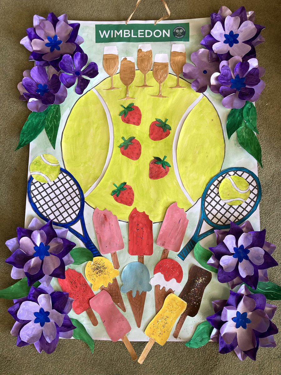MojoWorcester's tweet photo. We carry on with #Wimbledon2025  theme this week as well 
Celebrating what #Wimbledon has to offer 
This beautiful artwork created today with the residents #livingwithdementia
@Artsincarehomes 
@AgeUKHW 
@DementiaUK 
@DementiaFriends 
@alzheimerssoc https://t.co/jS6lJMsm5z