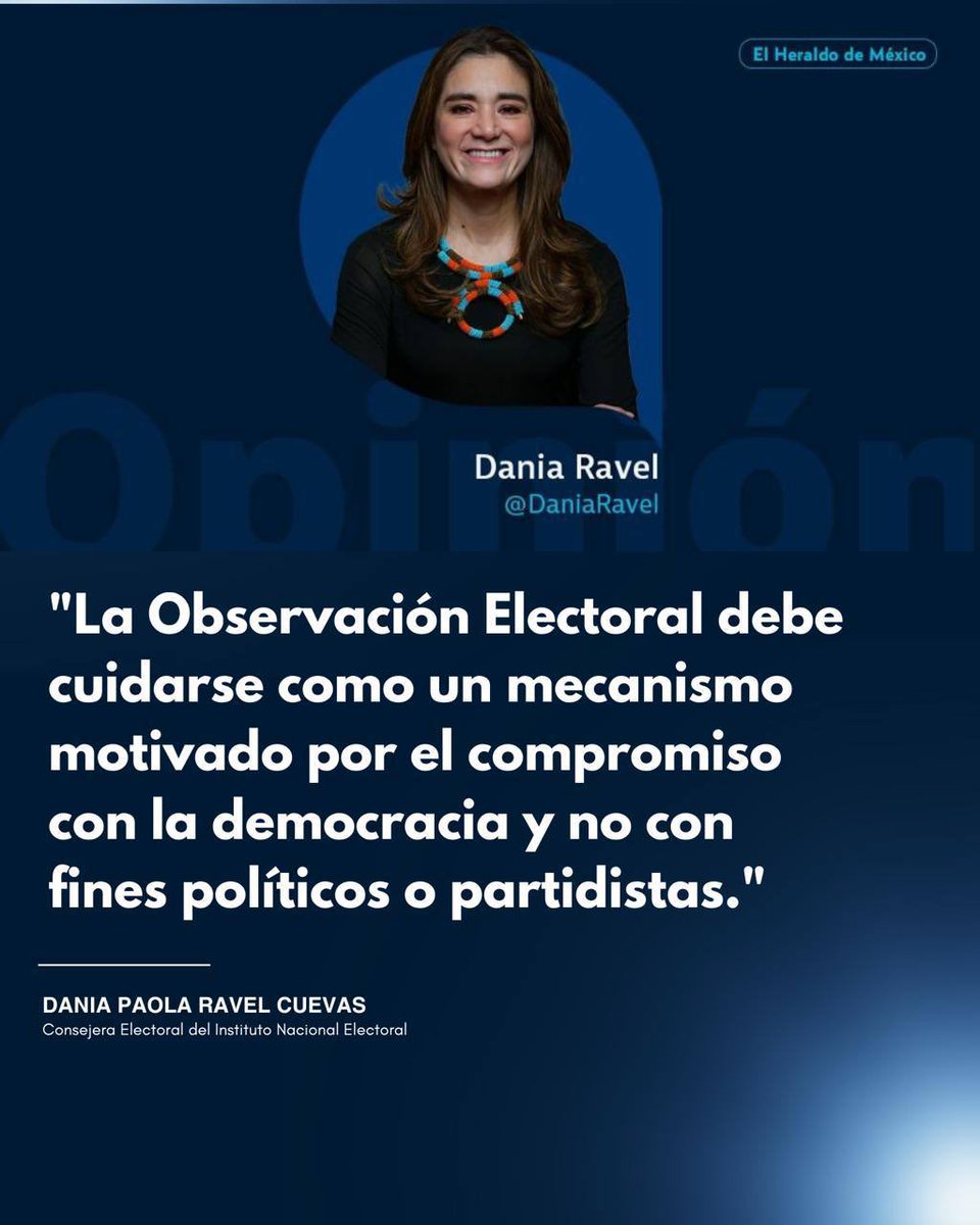 Dania Ravel (@daniaravel) on Twitter photo ☕️ #BuenosDías
📝 En mi artículo de hoy para el <a href="/heraldodemexico/">El Heraldo de México</a>, “El reto de mantener la integridad en la observación electoral”, reflexiono sobre el inédito número de solicitudes de Observación Electoral en la elección judicial, y la importancia de preservar esta figura como ☕️ #BuenosDías
📝 En mi artículo de hoy para el <a href="/heraldodemexico/">El Heraldo de México</a>, “El reto de mantener la integridad en la observación electoral”, reflexiono sobre el inédito número de solicitudes de Observación Electoral en la elección judicial, y la importancia de preservar esta figura como