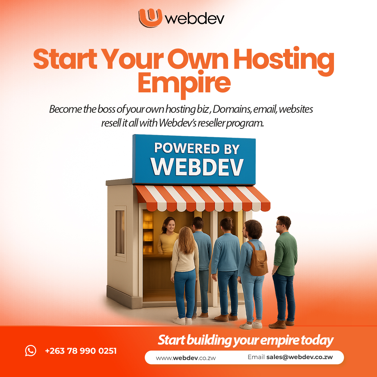 WebdevZimbabwe's tweet image. 💼 Ready to be the BOSS? Build YOUR hosting empire with Webdev's Reseller Program!
Domains, Emails, Websites – you sell it all. We handle the tech, you build the brand and the profit.
sales@webdev.co.zw | webdev.co.zw | +263 78 990 0251
