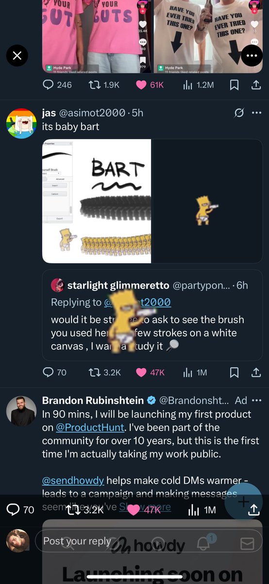 eeivnnwm's tweet image. baby bart glitched and got stuck on my screen i had to close out of the entire app