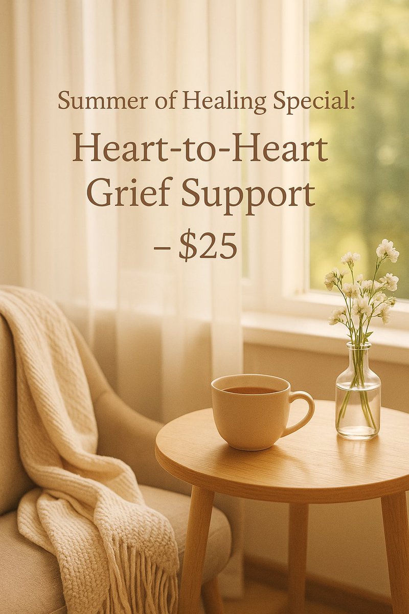 zelodius's tweet image. Grief is heavy, but you don’t have to carry it alone.

This summer, I’m offering 40-minute heart-to-heart grief support sessions — faith-based, safe, and gentle. Only $25 through August 31st. 💛

🕊️ Message me to save your spot.
#GriefSupport #FaithTwitter