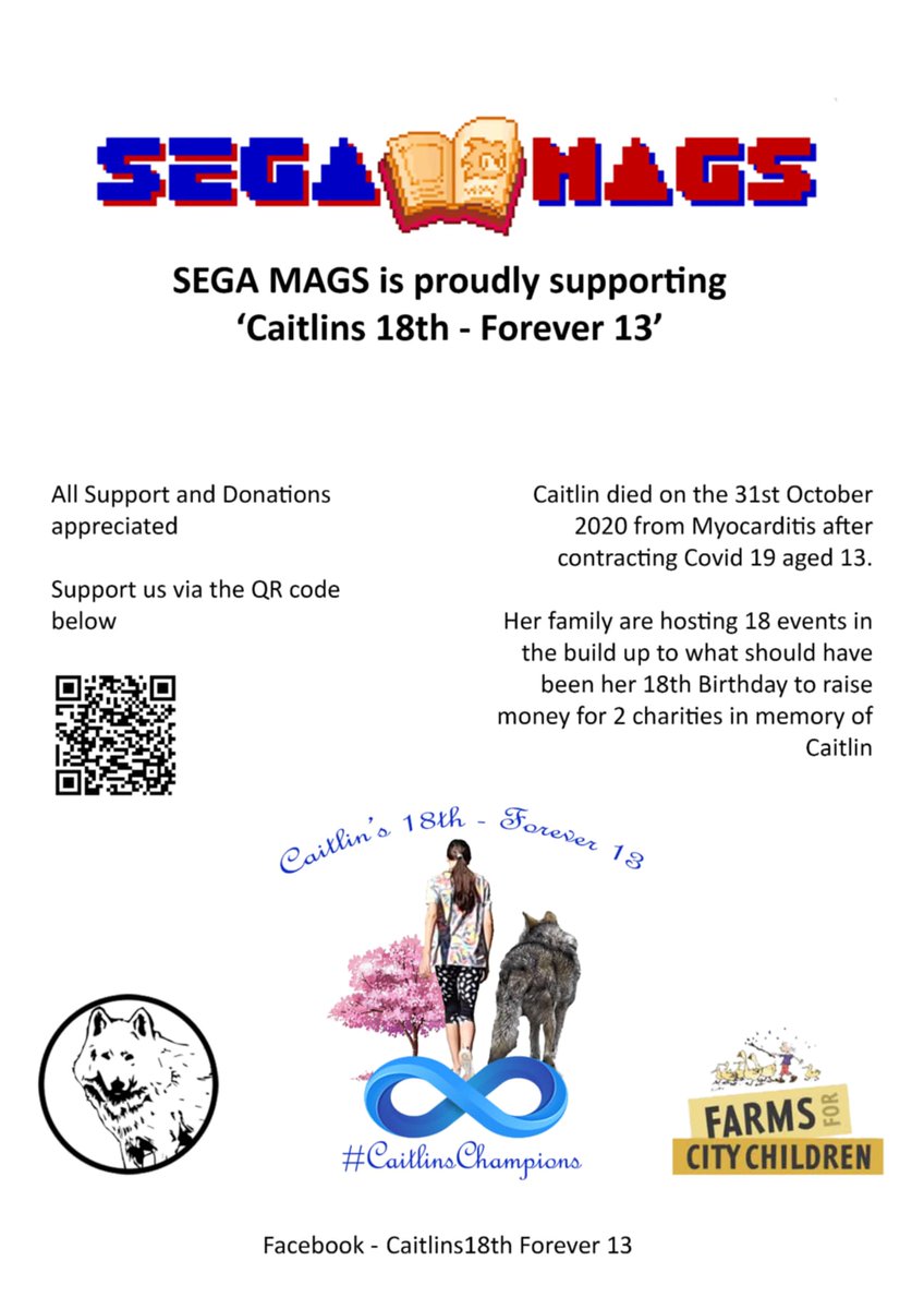 SegaMags's tweet image. SegaMags are proud to be supporting Caitlin's 18th - Forever 13 at @NottsVge
We will be donating 10% of all sales from the event to the cause and will have a special standee on the stall for anyone who wishes to scan the QR code and donate.
We are there both days.