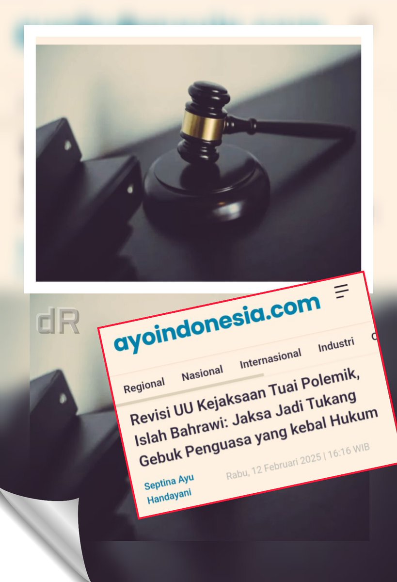Kewenangan baru yg NUMPUK dlm RUU Kejaksaan jadi Sorotan Cak Islah Bahrawi 

Karena dinilai berisiko menciptakan impunitas bagi jaksa sehingga sulit tersentuh hukum.

Tolak Ruu Kejaksaan
UNDIP Selasa malam guru nomor 1 500 ribu Hasan polri