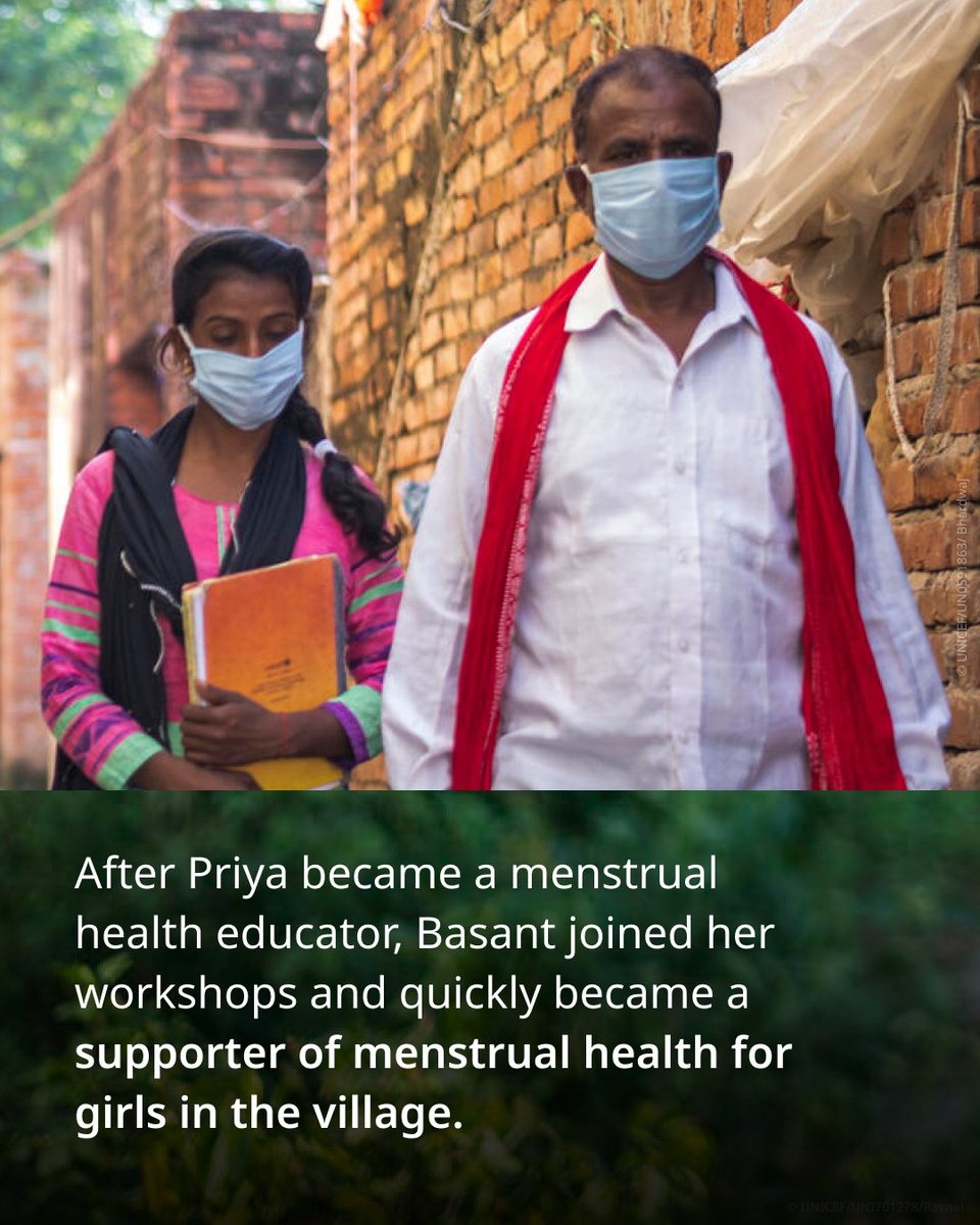 UNICEFROSA's tweet image. #Throwback to this story of Basant and his daughter Priya were challenging norms and creating space for conversations around menstrual health in their village in UP, India.
Do you think it's important for men & boys to be part of the conversations on menstrual health?
