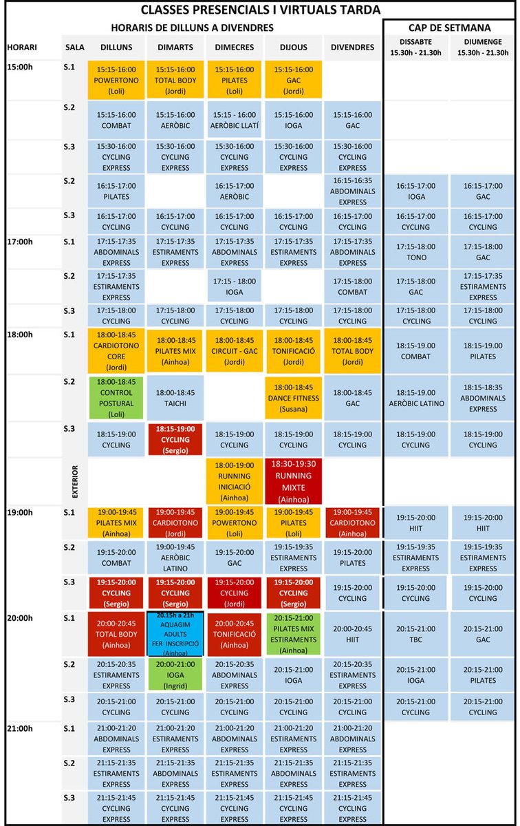 🏋‍L’horari del gimnàs es manté igual durant el mes de juliol, però hi ha variacions en l’horari de les activitats dirigides 👇
De l’1 d’agost al 31 d'agost, ambdós inclosos, romandrà tancat per vacances.
ℹ llam.cat/gimnasestiu25