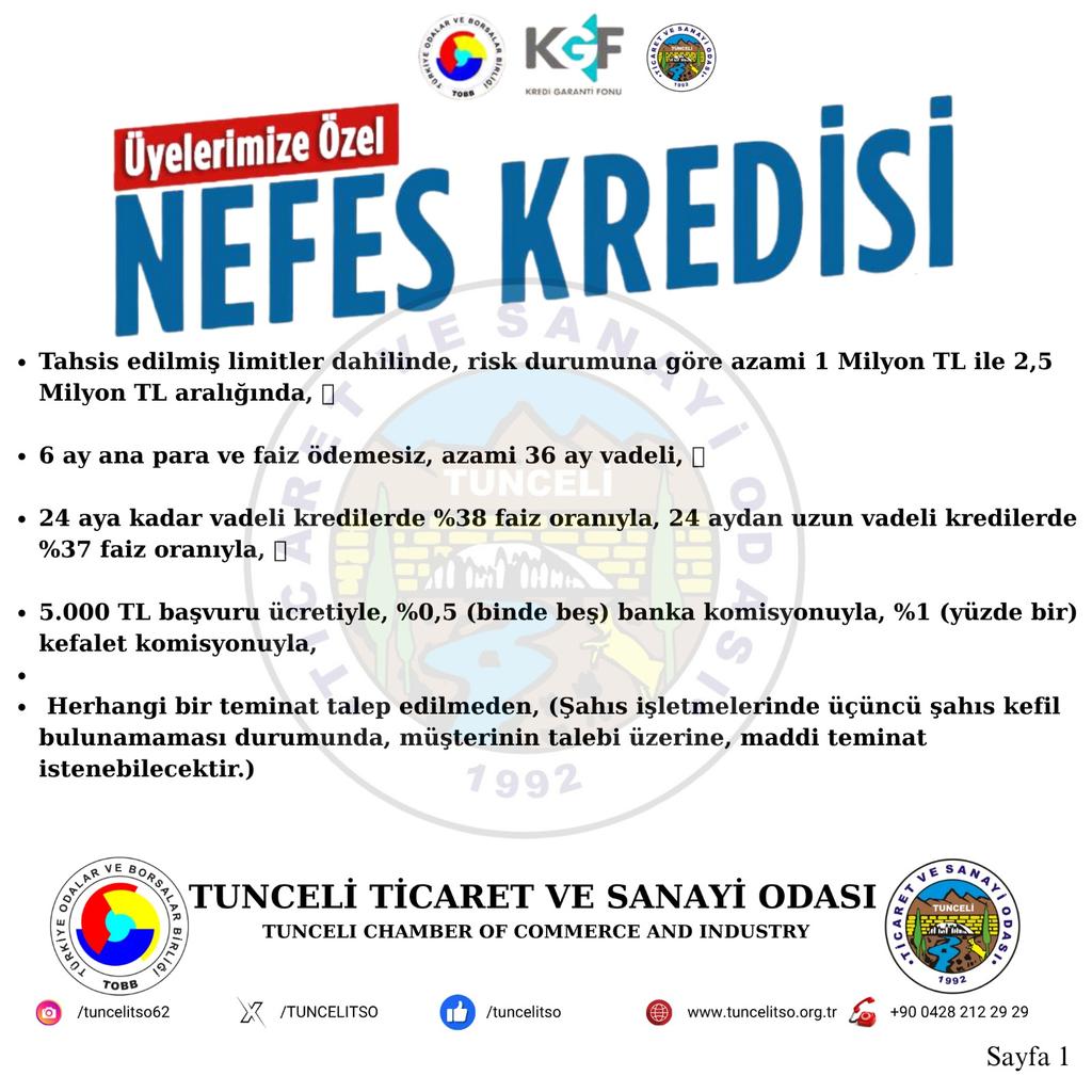 📢 TOBB Nefes Kredisi Başvuruları Başladı!

TOBB ile KGF ve bankalar arasında imzalanan protokol kapsamında, 2025 yılı TOBB Nefes Kredisi başvuruları 08 Temmuz 2025 Salı günü itibarıyla başlamıştır.

🏦 Başvuru Yapılabilecek Bankalar:
Ziraat Bankası • Halkbank • Vakıfbank •