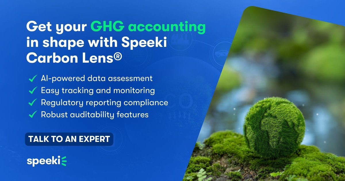 Accurate #GHG reporting depends on more than collecting data. Speeki Carbon Lens® helps you manage, assess and report #carbon emissions efficiently – all within one platform. Talk to us to see how it works: calendly.com/speeki-sales/c…