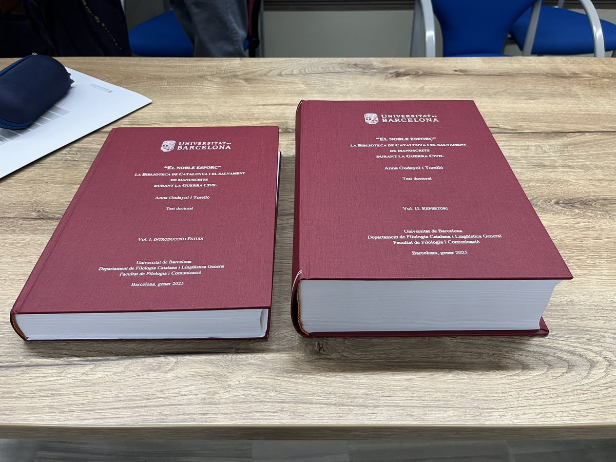 Pel que han explicat els membres del tribunal que l’ha evaluat, la tesi doctoral de l’Anna Gudayol és colossal. Sens dubte la volada que mereixia la tasca de salvaguarda del patrimoni bibliogràfic de la Secció de Biblioteques de l’SPHAC, liderada per Jordi Rubió i Balaguer.