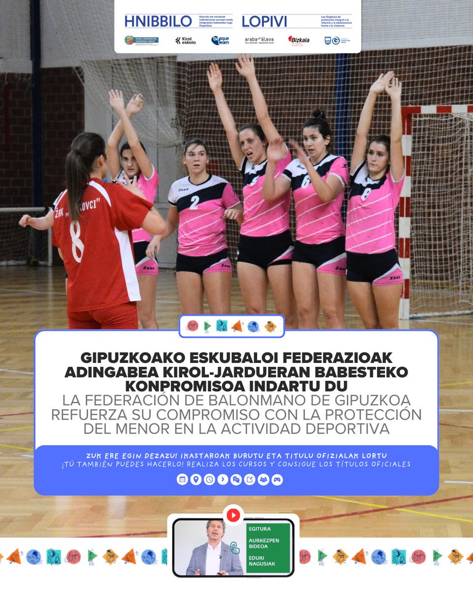 Kirol eskola (@kiroleskola) on Twitter photo 🏐 👏 <a href="/BGipuzkoa/">Balonmano Gipuzkoa</a> refuerza su compromiso con la protección del menor en la actividad deportiva 👉 Incluyendo la formación 'Sensibilización en el cuidado y en la protección a menores en el deporte' en los cursos de monitorado 👀 Solicita tus cursos 🔗 euskadi.eus/kiroleskola/ 🏐 👏 <a href="/BGipuzkoa/">Balonmano Gipuzkoa</a> refuerza su compromiso con la protección del menor en la actividad deportiva 👉 Incluyendo la formación 'Sensibilización en el cuidado y en la protección a menores en el deporte' en los cursos de monitorado 👀 Solicita tus cursos 🔗 euskadi.eus/kiroleskola/