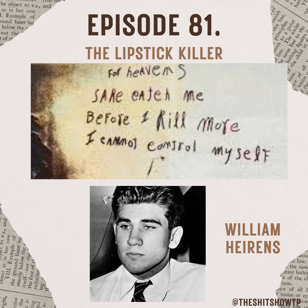 TheShitShowtcp's tweet image. This week Talysa covers the crazy case of The Lipstick Killer. Were the cases linked? Did William do it? Sarah is very upset. #truecrime #shitshow #lipstickkiller #chicago #serialkiller