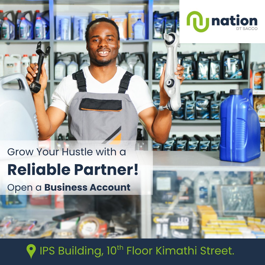 Are you a business owner? Open a Nation DT Sacco Business Account today and enjoy:
 ✅ Flexible business loan solutions
 ✅ Seamless M-Pesa integration
 ✅ 24/7 access to your funds
Reach us at 07 09 003 000 or email info@nationsacco.com to get started.
#BusinessLoan