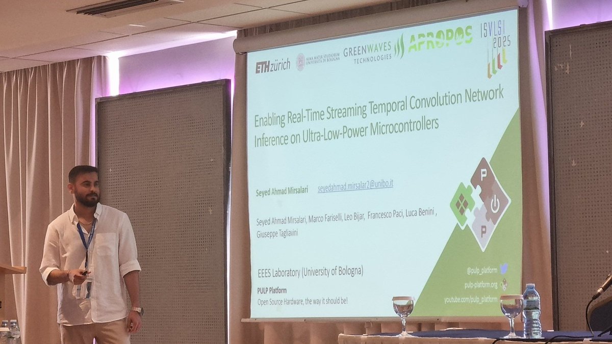 pulp_platform's tweet image. And here is Ahmad @ahmad_mirsalari presenting "Enabling Real-Time Streaming Temporal Convolution Network Inference on Ultra-Low-Power Microcontrollers" at #ISVLSI2025 in Kalamata.