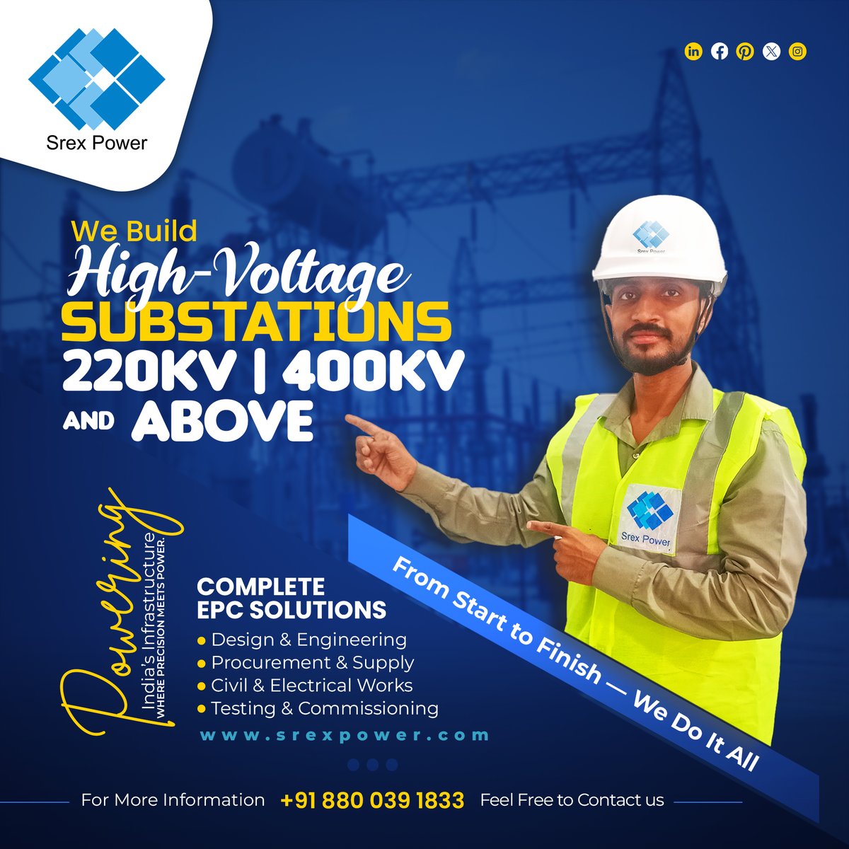 srexpowerindia's tweet image. ⚡ Empowering the Nation, One Substation at a Time!
Srex Power delivers end-to-end EPC for 220kV &amp;amp; 400kV substations — built with precision, powered by purpose. 🇮🇳
#SrexPower #GridStrength #EPCExperts #PowerInfrastructure